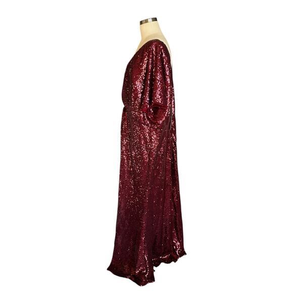 REVELRY Dress Cabernet Gwen Sequin Maxi Dress Size 26 Holiday Glam V-Neck Long - Picture 2 of 10